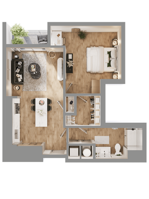 a floor plan of a house with a bedroom and a living room at Bemiston Place Apartments, Clayton, MO